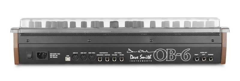 Decksaver cover for Dave Smith Instruments OB-6 desktop synthesizer, durable protective synth cover for OB-6 tabletop device.