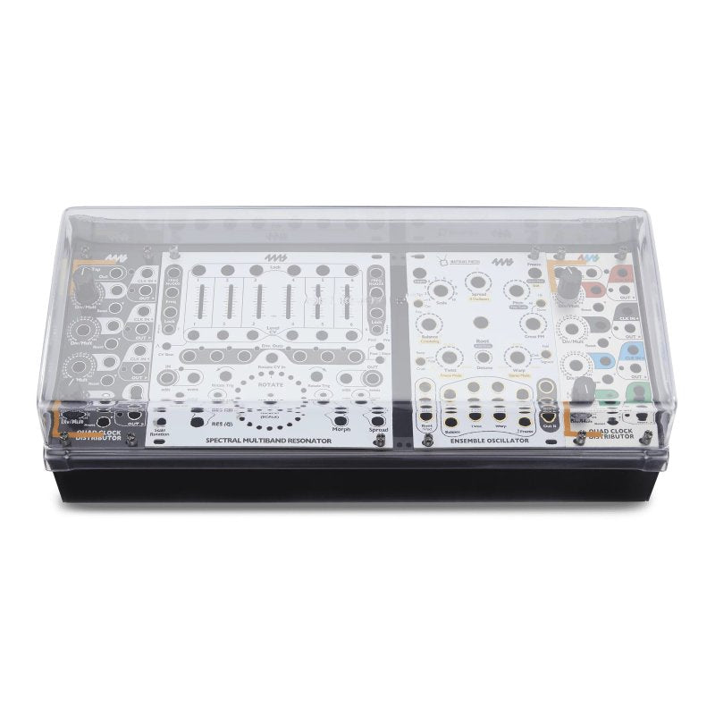 Decksaver cover for 4MS Company Pod64X synthesizer, protective clear plastic cover for electronic music equipment.