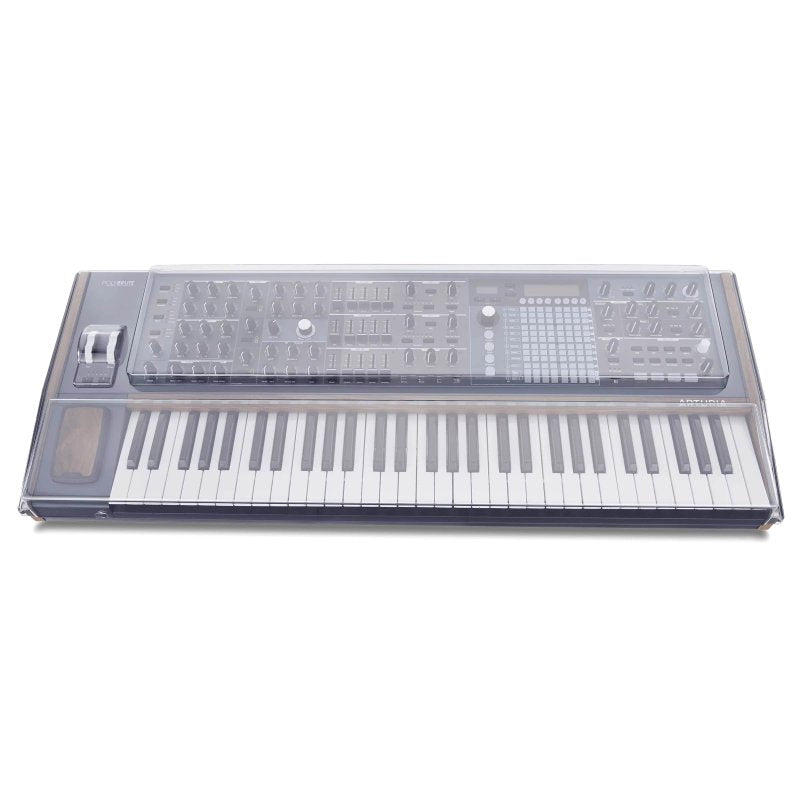 Decksaver cover for Arturia Polybrute synthesizer, clear protective case fitting over the keyboard and controls.