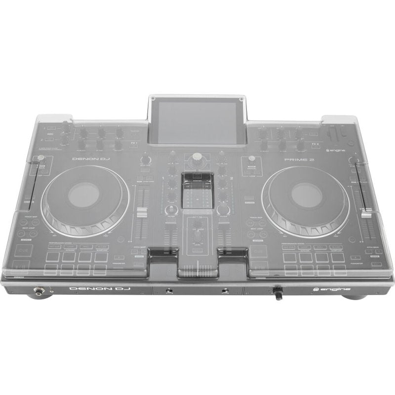 Decksaver cover for Denon DJ Prime 2 controller, clear protective plastic shield for DJ equipment.