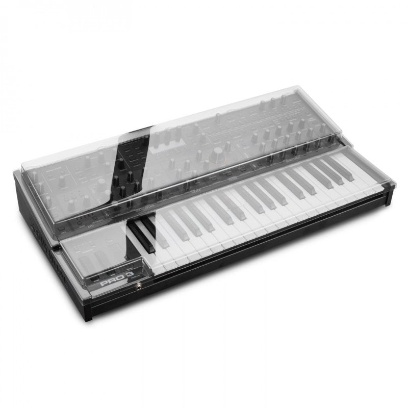 Decksaver Sequential Pro 3 synth cover in durable plastic, designed to protect the synthesizer from dust and damage.
