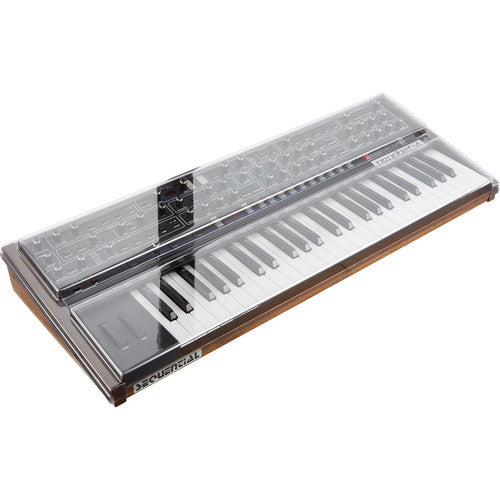 Decksaver cover for Dave Smith Instruments Prophet-6 synthesizer, protective plastic case for safeguarding the keyboard.
