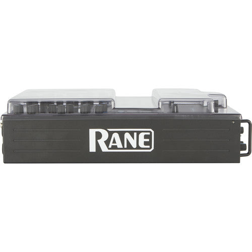 Decksaver cover for Rane Seventy-Two DJ mixer, clear protective plastic case with cutouts for controls and connections.