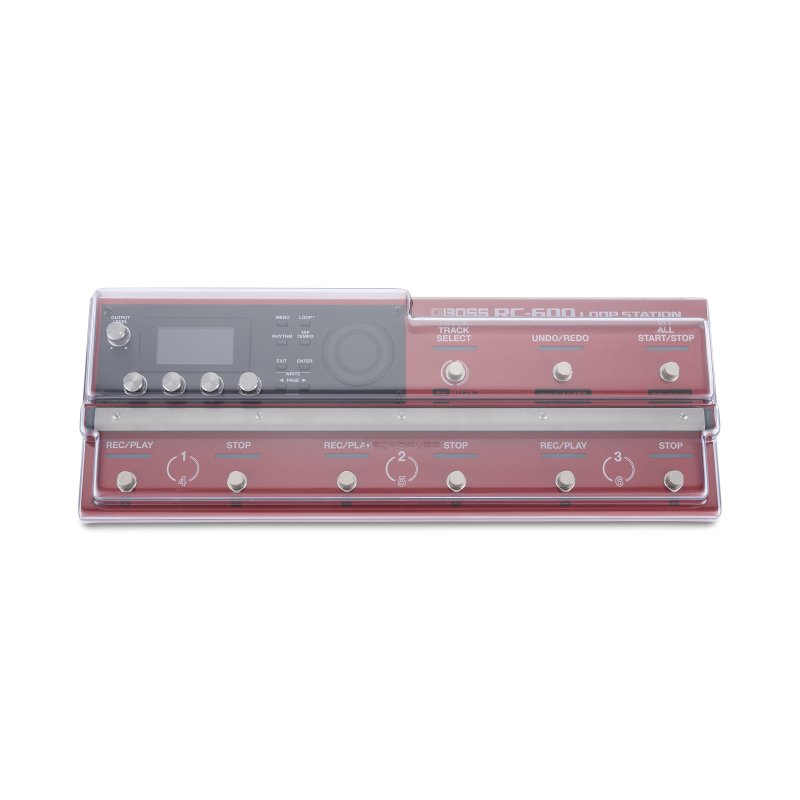 Decksaver effect pedal cover for Boss RC-600, clear protective case designed for effect pedals and pedal boards.