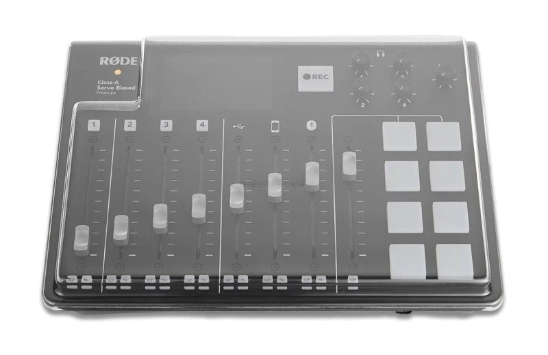 Decksaver cover for Rode Rodecaster Pro producer controller, clear protective plastic designed to fit the device.