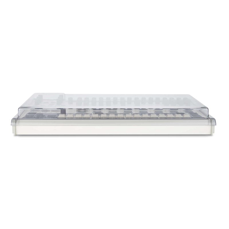 Decksaver cover for Behringer RD-9 groovebox, durable plastic protective cover showing the slim design and secure fit.