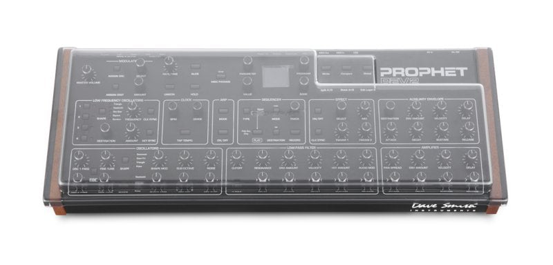 Decksaver Prophet Rev2 synthesizer cover by Decksaver, clear plastic protective case for Dave Smith Instruments synth.