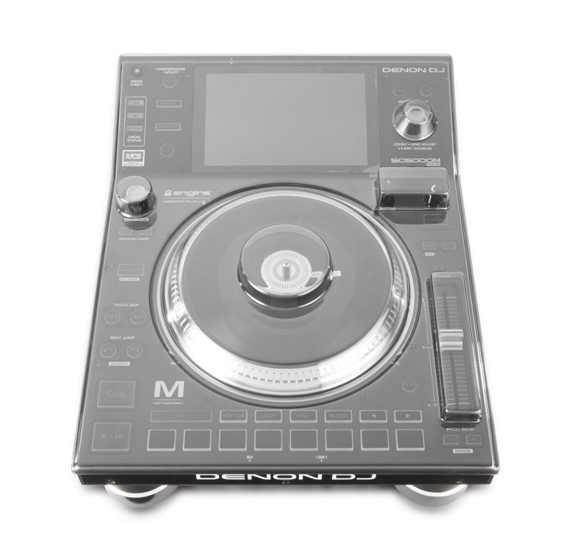 Decksaver Denon SC5000 / SC5000M Prime CDJ cover showing clear protective plastic case over DJ media players.