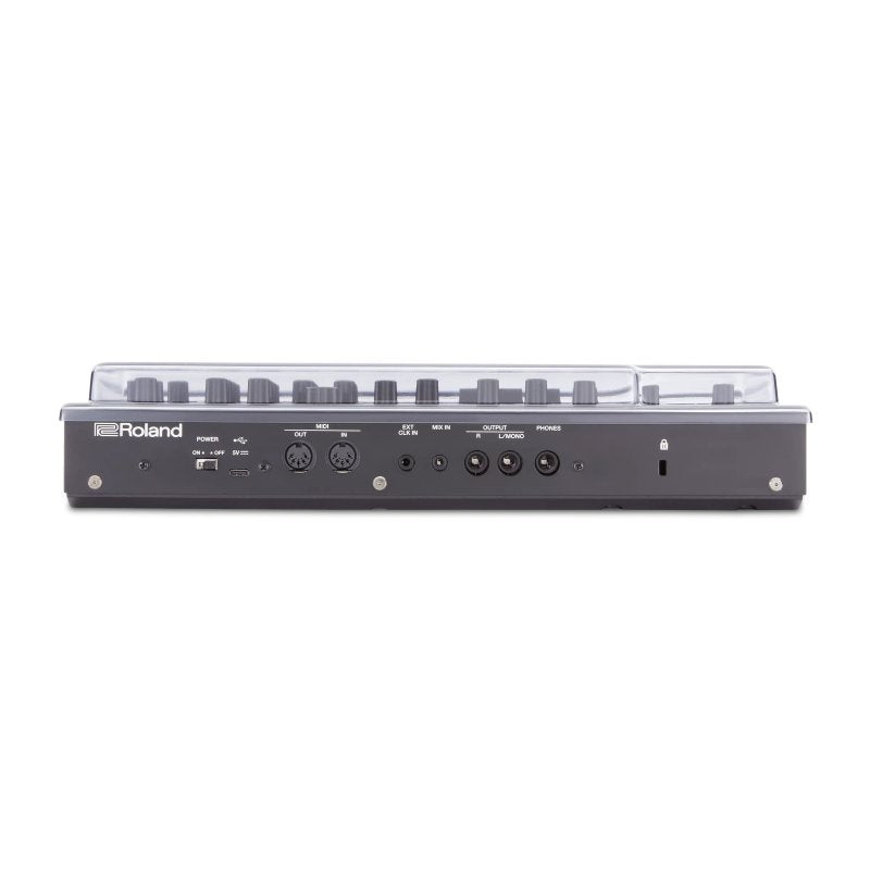 Decksaver cover for Roland SH-4d synthesizer, clear protective plastic cover to shield the keyboard from dust and damage