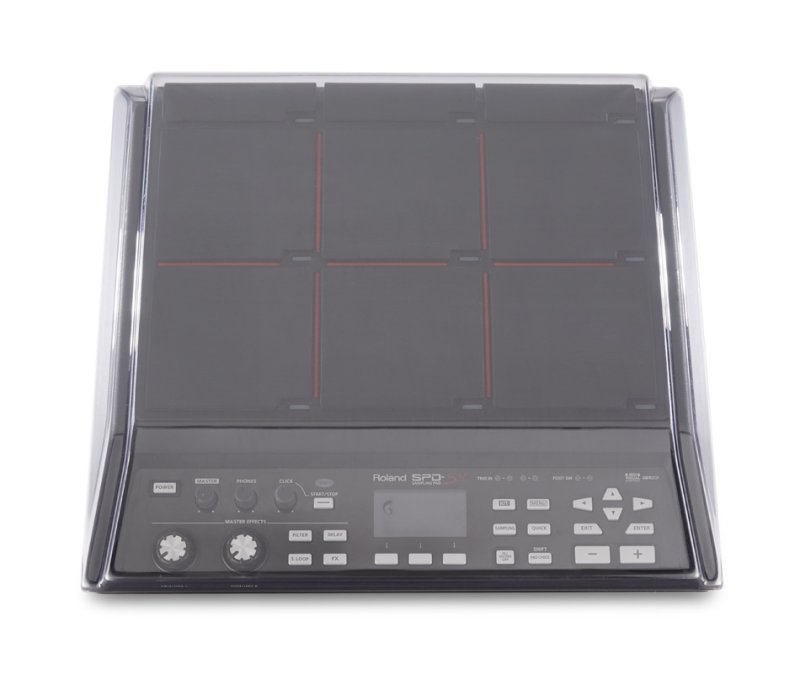 Decksaver Roland SPD SX sampling pad cover in smoked clear, designed to protect drum sample pads from dust and damage.