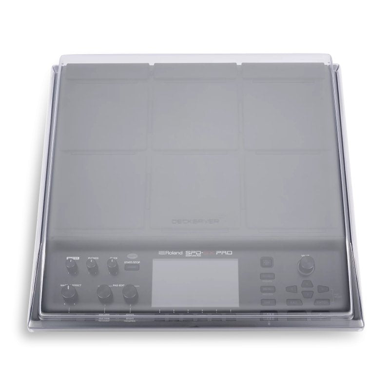 Decksaver cover for Roland SPD-SX Pro drum sample pad, black protective cover for electronic percussion instrument.