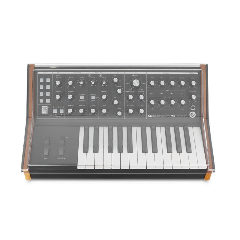 Decksaver cover for Moog Subsequent 25 and Sub Phatty synthesizers, protective plastic cover for electronic keyboard gear