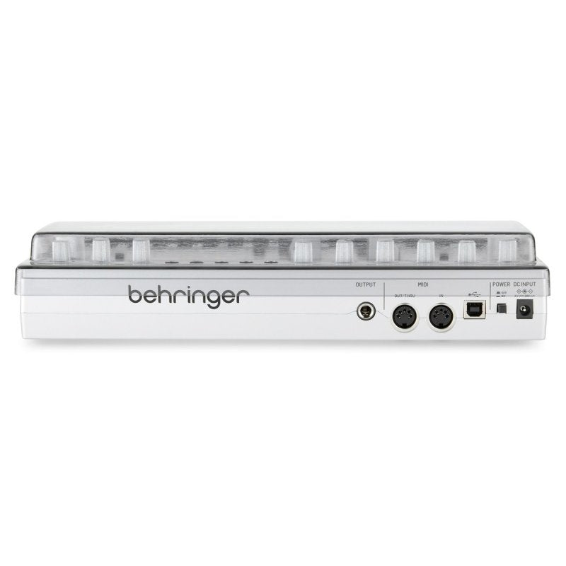 Decksaver Behringer TD-3 groovebox cover protecting the synth from dust and damage, made of durable clear plastic.