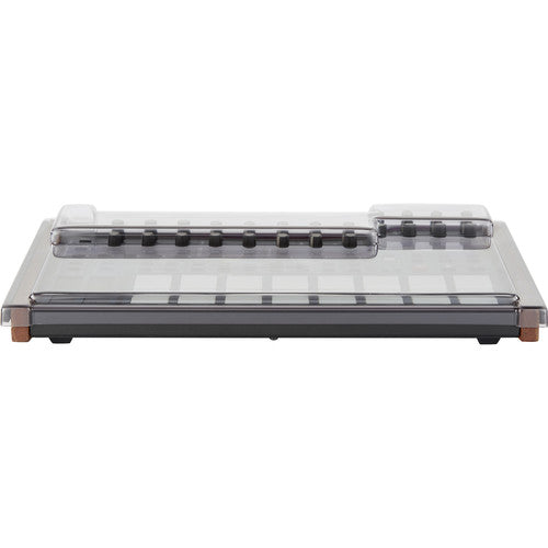 Decksaver cover for Dave Smith Instruments Tempest groovebox in smoked and clear acrylic, protective slim design.