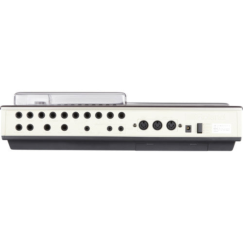 Decksaver cover for Roland TR-707 drum machine, smoked clear groovebox protector showing the sleek, durable plastic design.