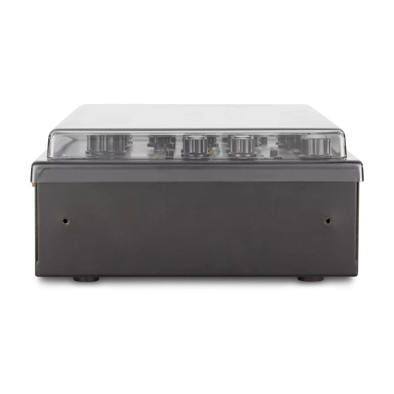 Decksaver DJ mixer cover for Omnitronic TRM-402, clear protective plastic cover designed for DJ mixer equipment.