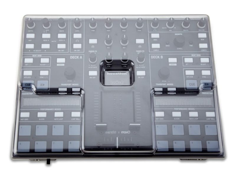 Decksaver smoked and clear cover for Novation Twitch DJ controller, protecting the device with a sleek, durable plastic shield.