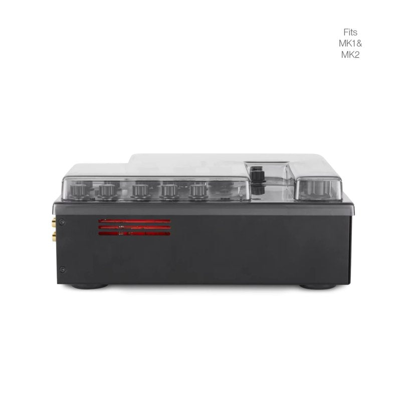 Decksaver DJ mixer cover for Radius Two Valve MK1 and MK2, protective plastic case shown on the device.