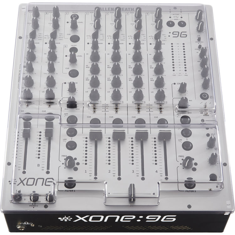 Decksaver Allen & Heath XONE:96 DJ mixer cover protecting the mixer from dust and damage, made by Decksaver.