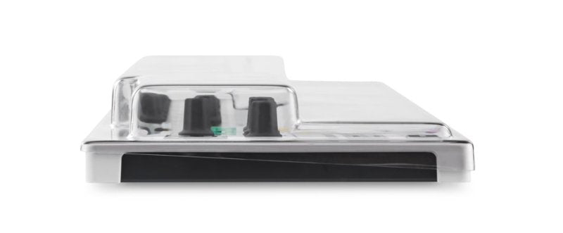 Decksaver Arturia Beatstep Pro cover for grooveboxes, transparent smoked plastic material protecting the device from dust and damage.