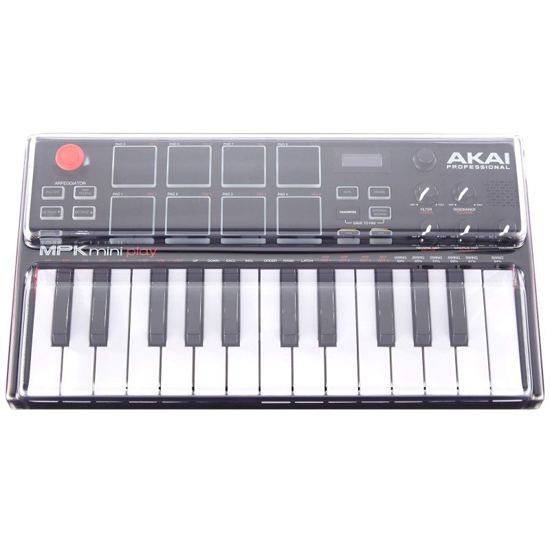 Decksaver hard cover for Akai MPK Mini Play keyboard, light edition, providing protection and durable storage for electronic music gear.