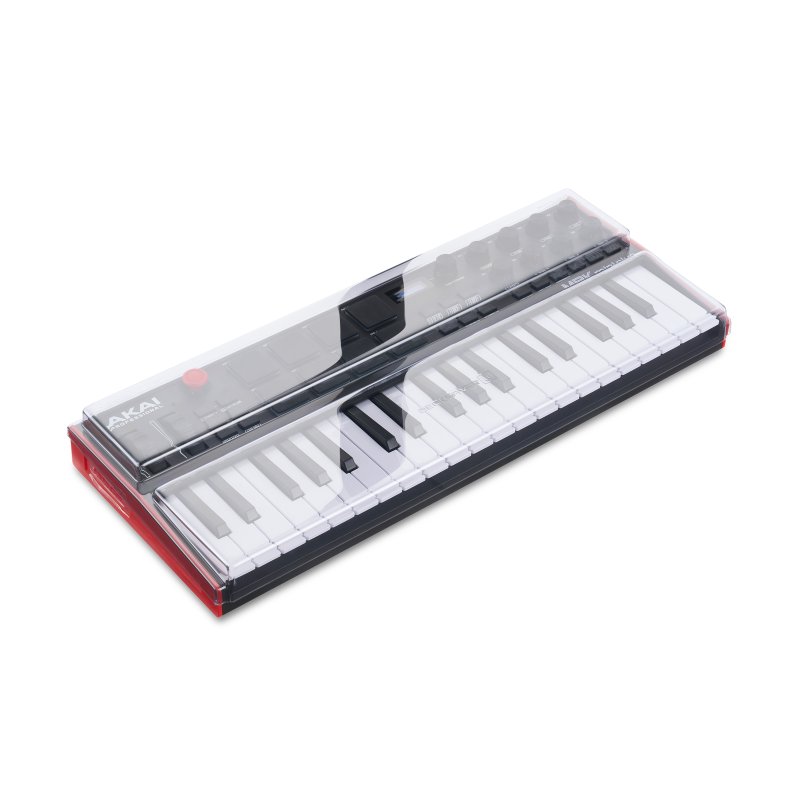 Decksaver keyboard cover for AKAI MPK Mini Plus protects electronic music keyboard from dust and damage.