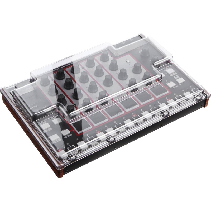 Decksaver Controller Cover for Akai Rhythm Wolf groovebox, smoked clear plastic protective cover for drum machine.