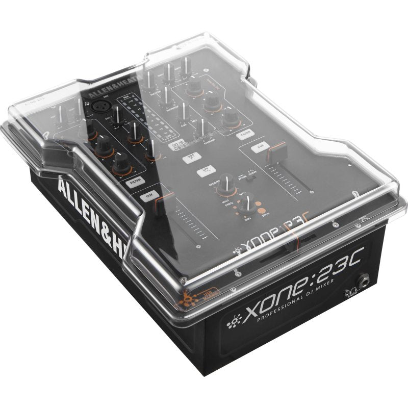 Decksaver Xone 23 Light Edition DJ mixer cover, durable clear plastic protection for Allen & Heath Xone 23 mixer.