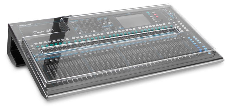Decksaver cover for Allen & Heath QU-32 mixer, smoked and clear protective pro audio mixer cover by Decksaver