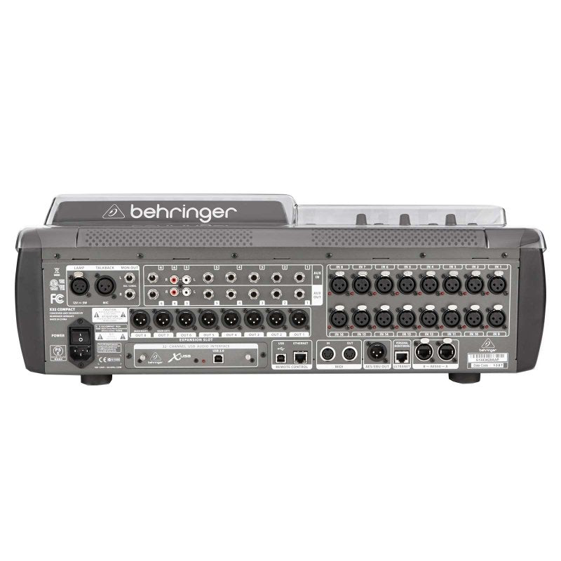 Decksaver Behringer X32 Compact cover for pro audio mixer, smoked and clear transparent protective cover.