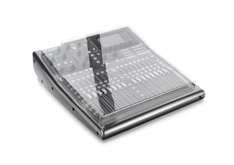 Decksaver Behringer X32 Producer mixer cover in smoked and clear plastic, designed for protection of pro audio mixers.