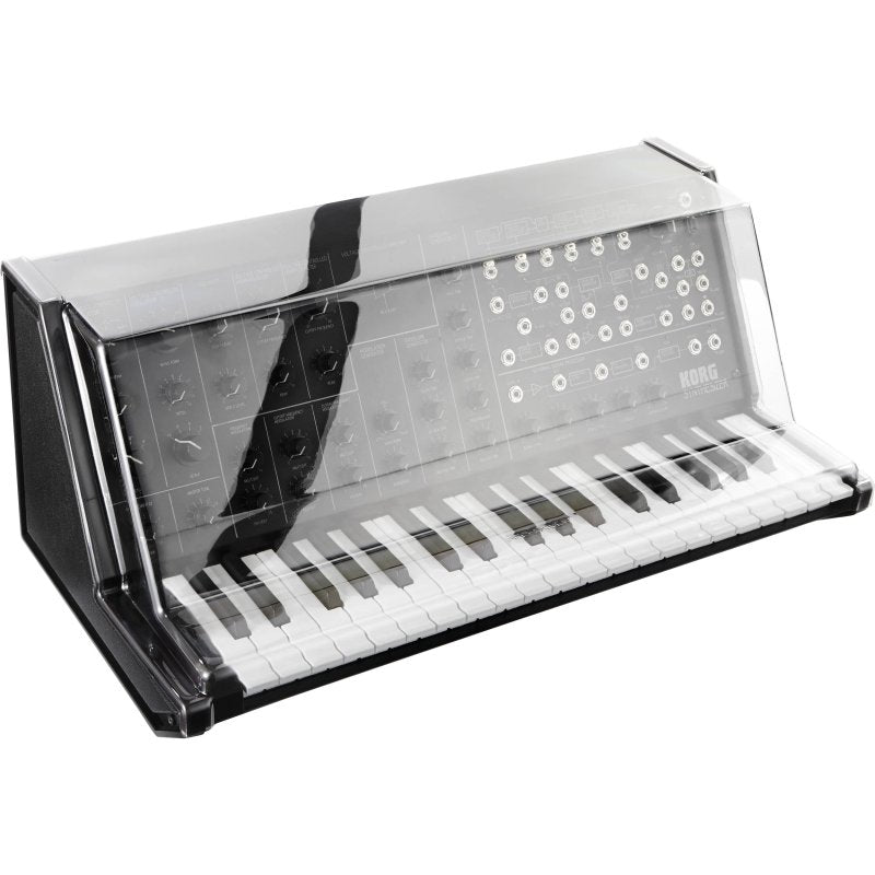 Decksaver cover for Korg MS-20 Mini synthesizer, protective plastic synth cover with precise fit and clear design.
