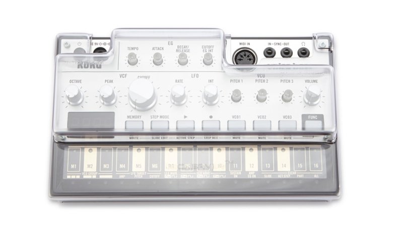 Decksaver Korg Volca Series cover protecting grooveboxes, made of durable plastic for secure storage and transport.