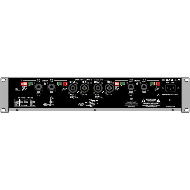Ashly ECOTOUR-1500.4 High-Efficiency 4-Channel 6000W Touring Amplifier 