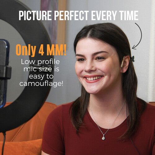 Point Source EO-7LH-TRS-BE Embrace Omnidirectional On-ear Lavalier Microphone For 2.4 GHz Wireless High Sensitivity, Beige 
