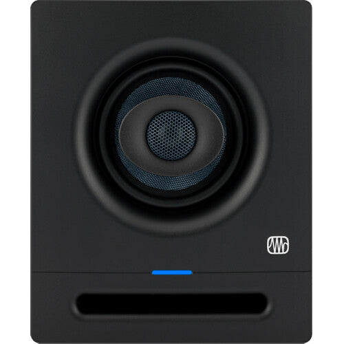 PreSonus Eris Pro 4 powered studio monitor with 4.5-inch coaxial speaker and 80W output, used for high-definition audio monitoring.