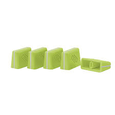 Green Reloop fader cap set for cartridges and styli, featuring durable, easy-to-grip replacement caps for DJ equipment.
