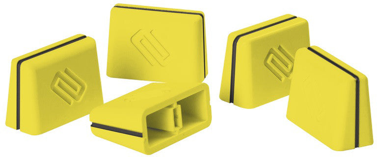 Yellow Reloop fader cap set for DJ cartridges and styli, featuring durable plastic construction and easy grip design.