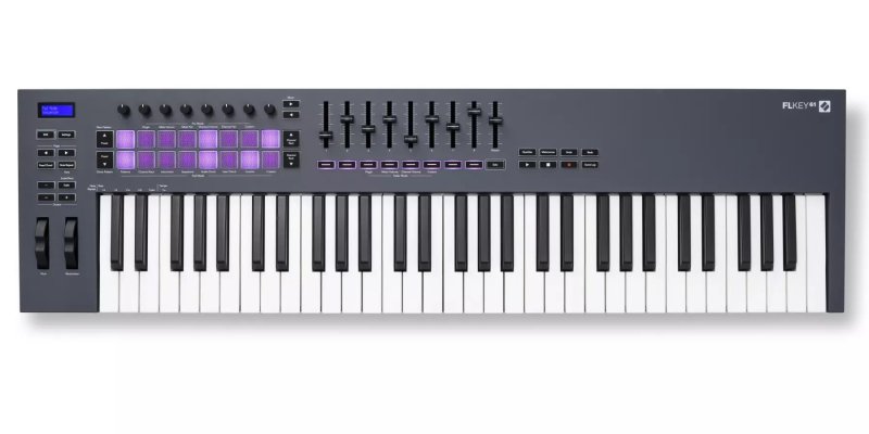Novation FLKEY-61 61-Key MIDI Controller Keyboard with 16 RGB-backlit Pads, 8 Knobs, 9 Faders, and Pitch Bend 