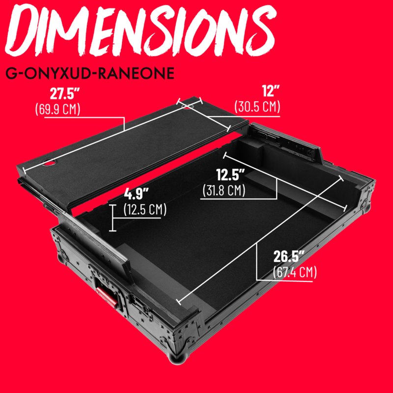 Gator G Onyxud Raneone ONYX Flight Case with Upper Deck for Rane One & One MKII DJ Controller, Black on Black