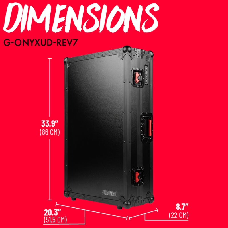 Gator G-ONYXUD-REV7 ONYX Flight Case with Upper Deck Platform for Pioneer DJ DDJ-REV7 DJ Controller, Black on Black 