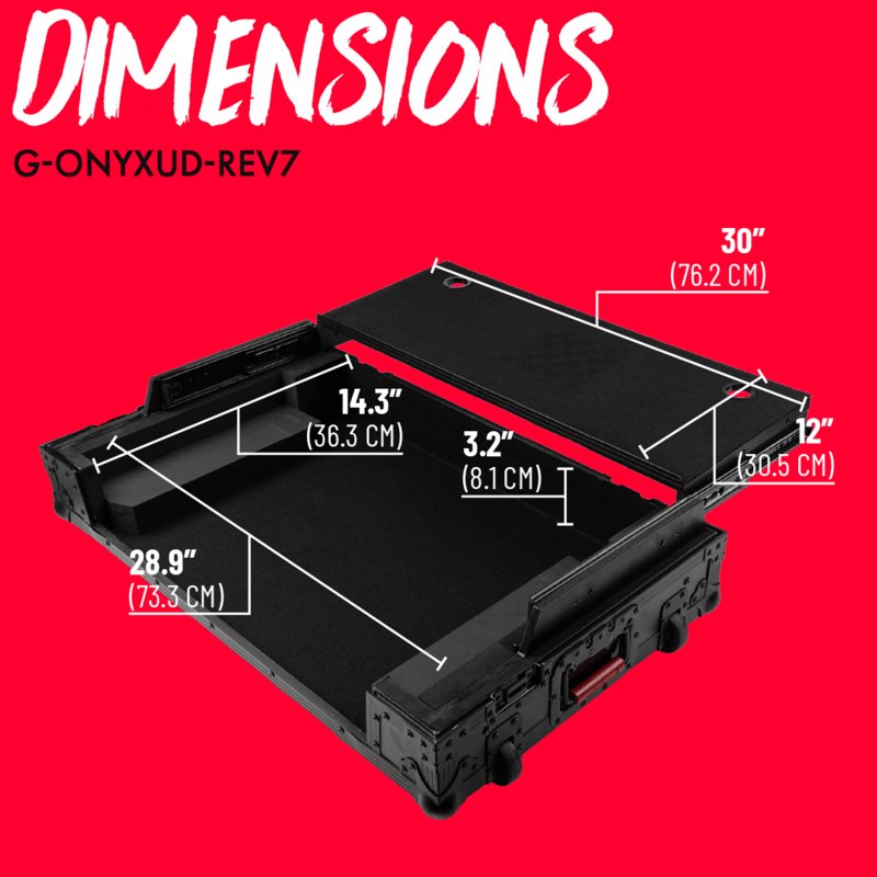 Gator G-ONYXUD-REV7 ONYX Flight Case with Upper Deck Platform for Pioneer DJ DDJ-REV7 DJ Controller, Black on Black 