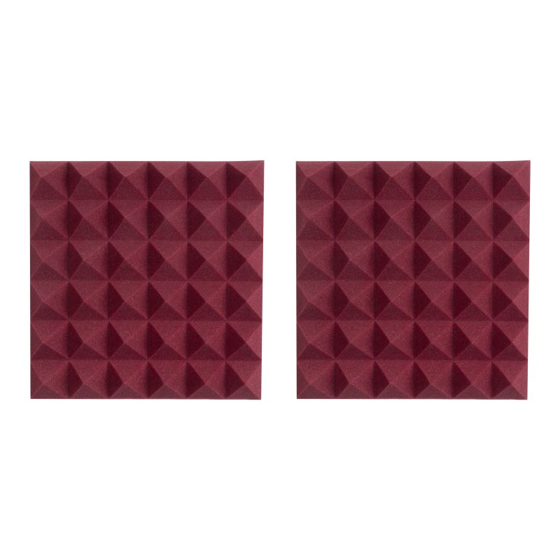 Gator GFW-ACPNL1212PBDY-2PK 2 Pack of Burgundy 12" x 12" Acoustic Pyramid Panel 