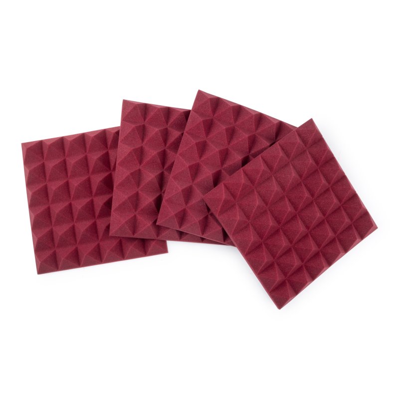 Gator GFW-ACPNL1212PBDY-4PK 4 Pack of Burgundy 12" x 12" Acoustic Pyramid Panel