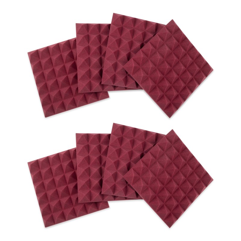 Gator GFW-ACPNL1212PBDY-8PK 8 Pack of Burgundy 12" x 12" Acoustic Pyramid Panel