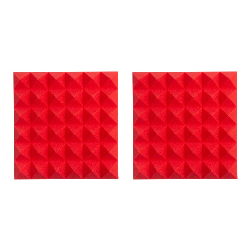 Gator GFW-ACPNL1212PRED-2PK 2 Pack of Red 12" x 12" Acoustic Pyramid Panel 