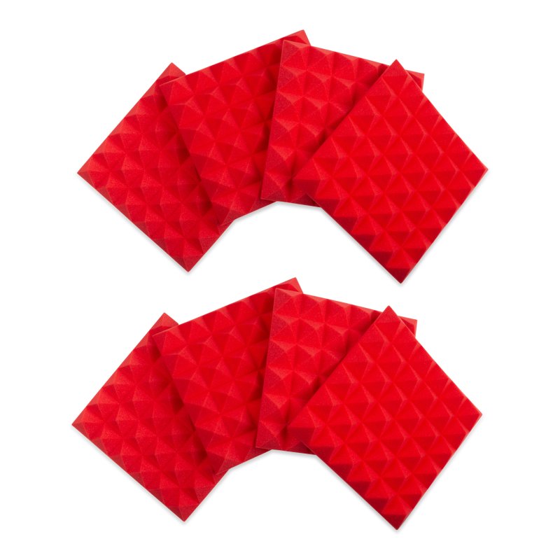 Gator GFW-ACPNL1212PRED-8PK 8 Pack of Red 12" x 12" Acoustic Pyramid Panel 
