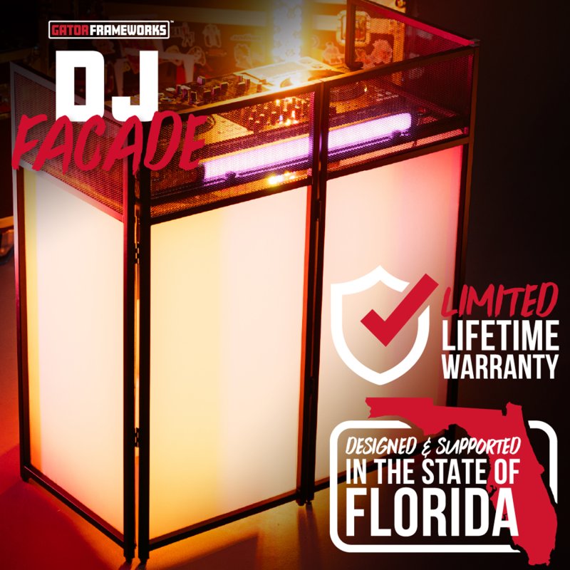 Gator Gfw Djfacade Black Collapsible DJ Facade with Black Scrim, White Scrim, and Carrying Bag