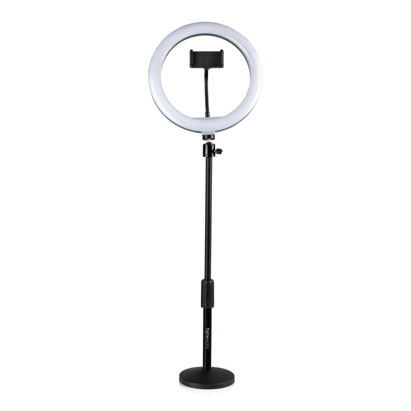 Gator Gfw Ringlightdsktp Ring Light Round Base Desktop Stand With Phone Clamp