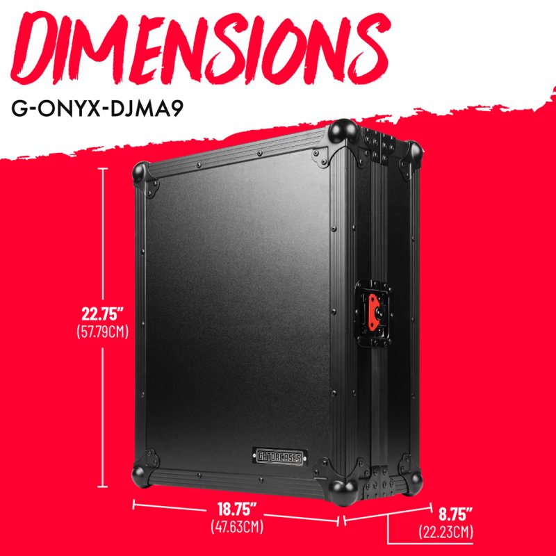 Gator GTOUR-DJMA9 ONYX Flight Case for Pioneer DJ DJM-A9 DJ Mixer, Black on Black 
